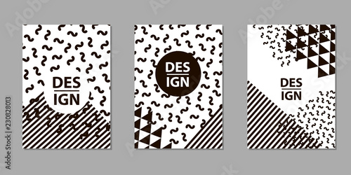 Black and white geometric backgrounds. Templates for card, banner, poster, flyer, cover.