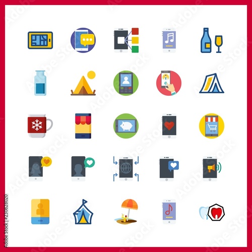 25 cafe icon. Vector illustration cafe set. spoiled tooth and tent icons for cafe works