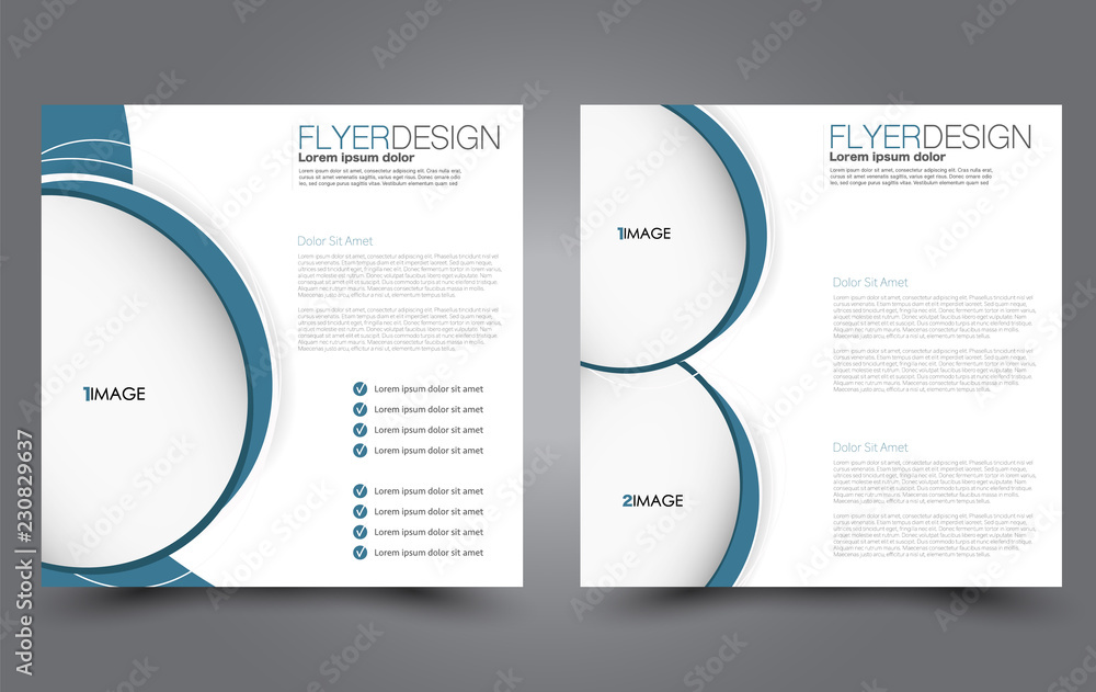 Square flyer template. Simple brochure design. For business and education. Vector illustration. Blue color.