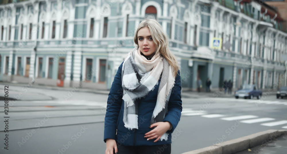 Blonde girl in the city Blonde girl in the city