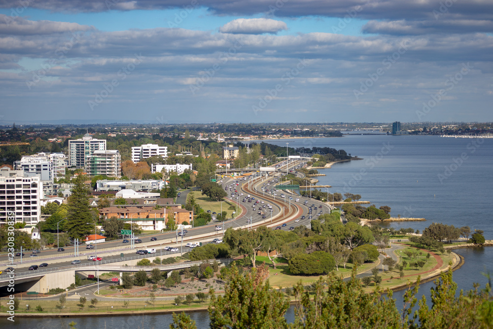 Landscape of Perth looking to the south from Kings park