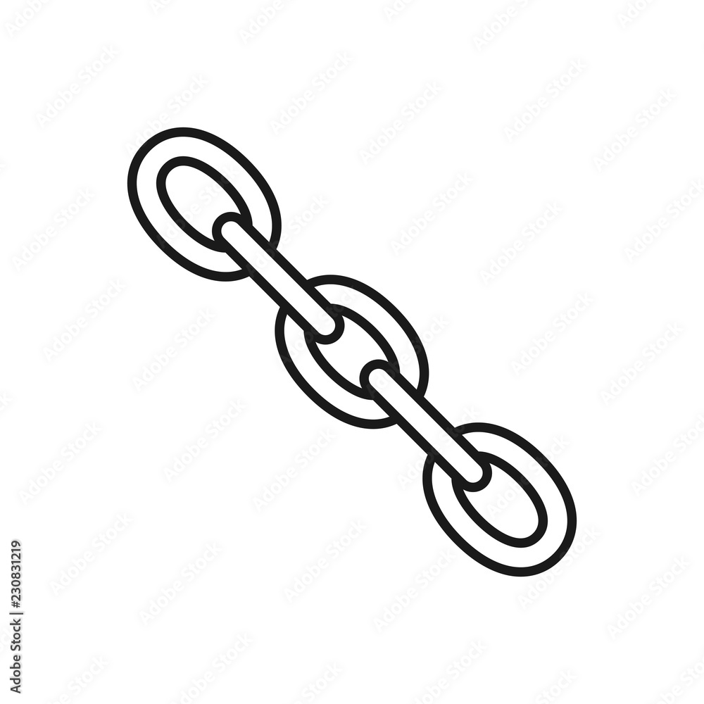 Black isolated outline icon of chain on white background. Line Icon of chain. Symbol of strength. Black isolated outline icon of chain on white background. Line Icon of chain. Symbol of strength.
