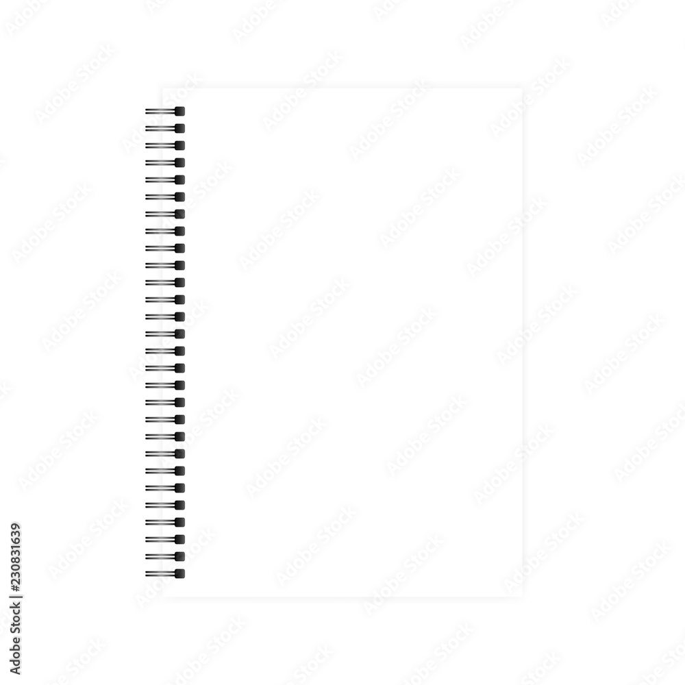 Wire spiral empty white A4 note book blank page vector mock-up Wire spiral empty white A4 note book blank page vector mock-up