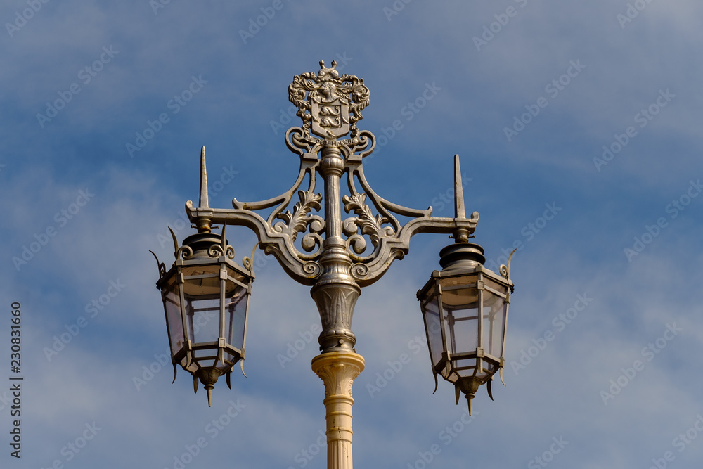 Street lamp on the seafront in Brighton, Sussex, England UK