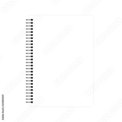 Wire spiral empty white A4 note book blank page vector mock-up