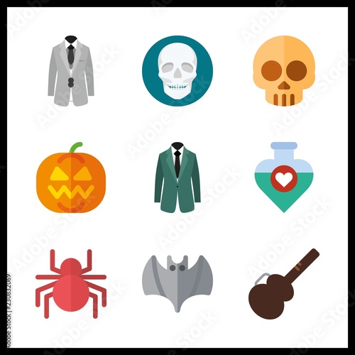 halloween icons set. bottle, height, mammal and protector graphic works