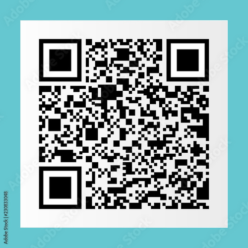 black qr code on white paper sticker for pattern and design,vector illustration