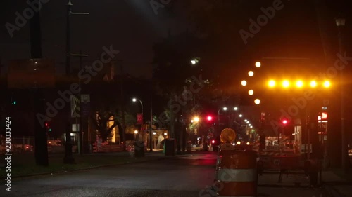Road works signs near a streetcar line in New Orleans