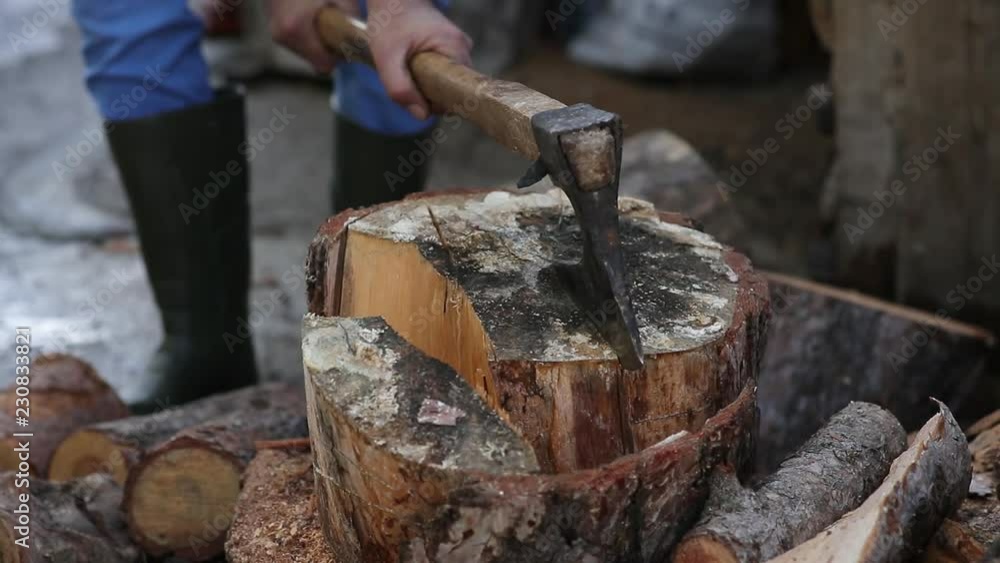Chopping wood outdoor Chopping wood outdoor