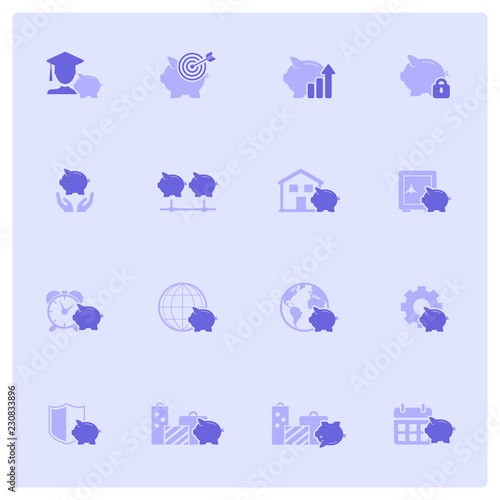 Savings icon set - piggy bank icons