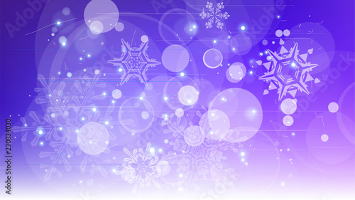 Snowflakes and festive lights - vector background with beautiful snowflakes that merrily shine and shimmer in color space