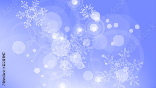 Snowflakes and festive lights - vector background with beautiful snowflakes that merrily shine and shimmer in color space