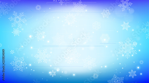 Snowflakes and festive lights - vector background with beautiful snowflakes that merrily shine and shimmer in color space