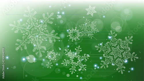 Snowflakes and festive lights - vector background with beautiful snowflakes that merrily shine and shimmer in color space