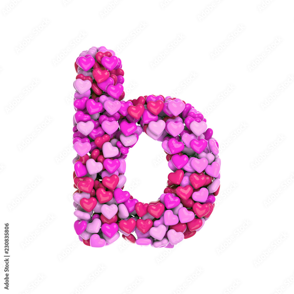 Valentine letter B - Lower-case 3d pink hearts font - Love, passion or wedding concept Valentine letter B - Lower-case 3d pink hearts font - Love, passion or wedding concept