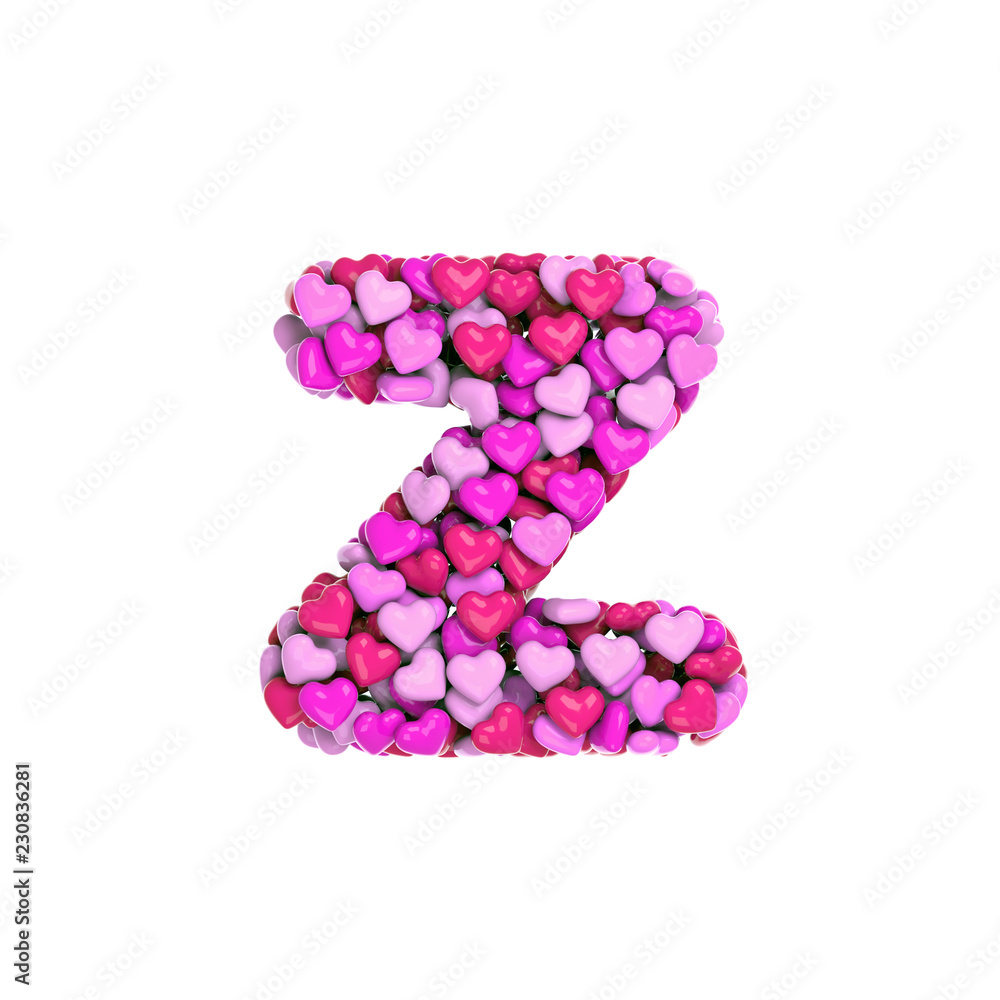 Valentine letter Z - Lower-case 3d pink hearts font - Love, passion or wedding concept Valentine letter Z - Lower-case 3d pink hearts font - Love, passion or wedding concept