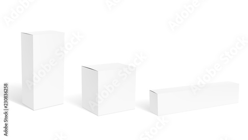 Set Of Blank Clear White Packaging Boxes For Cosmetic Or Medical Product
