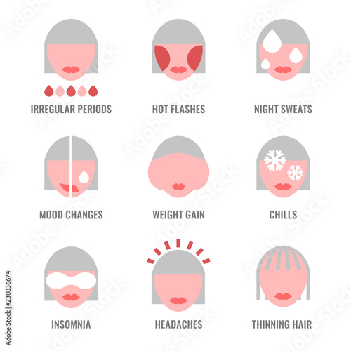 Menopause symptoms icons