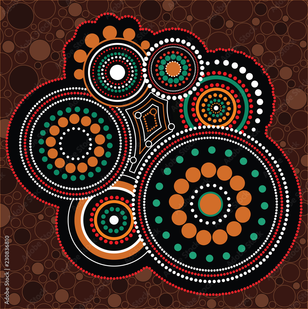 Aboriginal dot art vector background. Connection concept Stock Vector ...