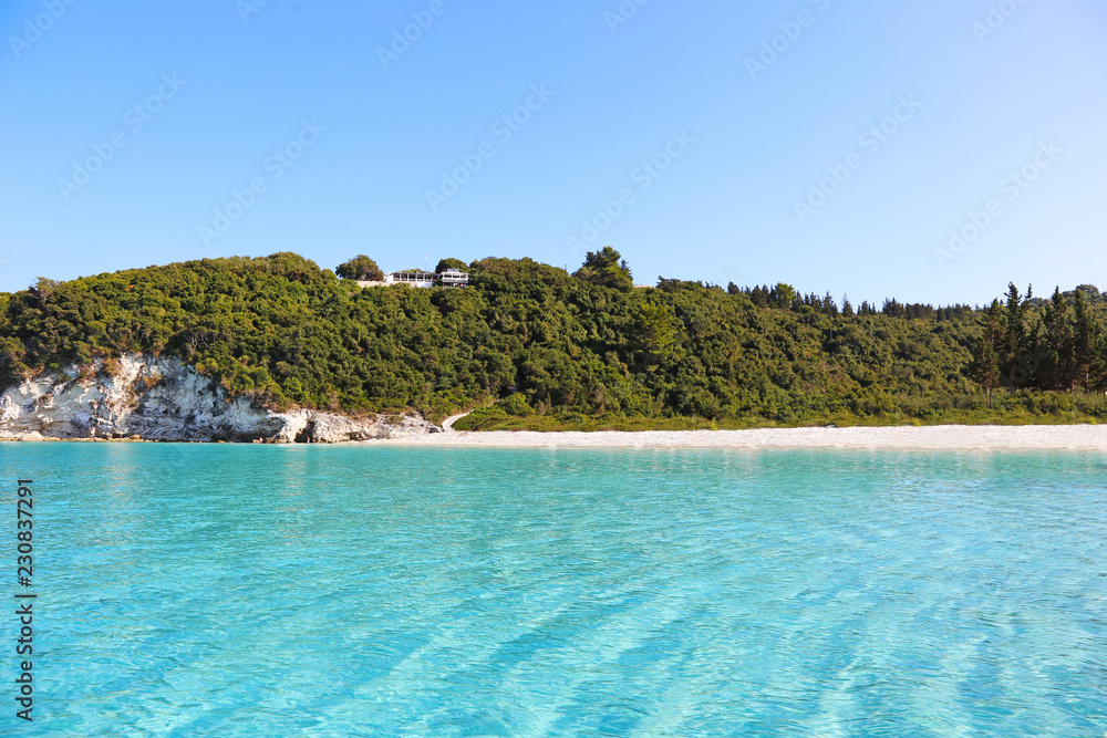 landscape of Vrika beach Antipaxos Ionian islands Greece