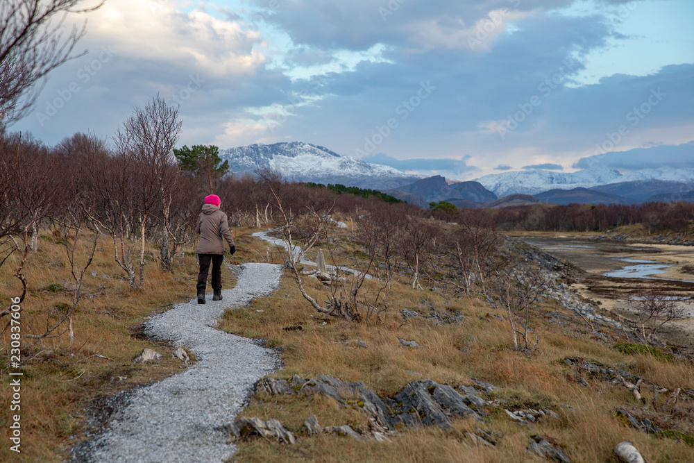 Happy walking in great nature, Nordland county