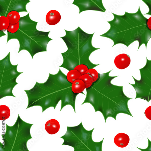 Holly berry. winterberry seamless pattern. Christmas symbol vector illustration Decorative