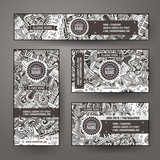Corporate Identity vector templates set design with doodles Classic music theme