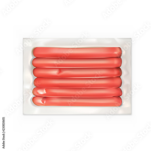 Realistic Vacuum Pack Of The Fresh Sausages