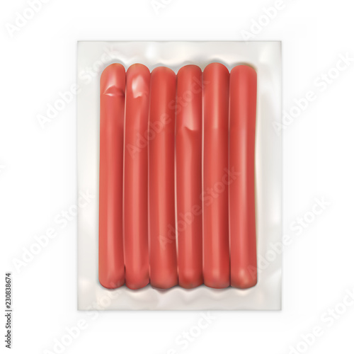 Realistic Vacuum Pack Of The Fresh Sausages