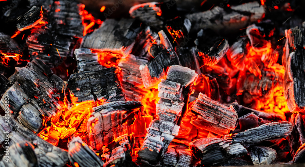 Burning coals of wood as a background Burning coals of wood as a background