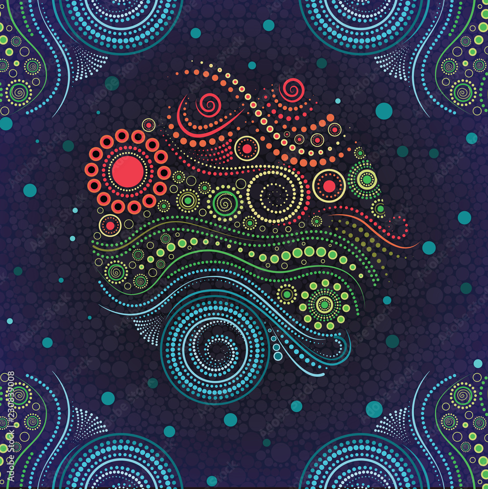 Aboriginal dot art vector background. Stock Vector | Adobe Stock