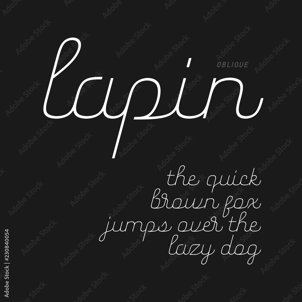 Obraz premium Cute script font in lowercase (oblique version)