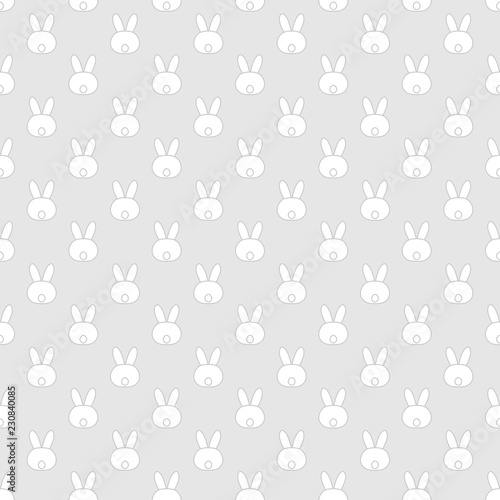 Cute Easter seamless pattern. White bunny background