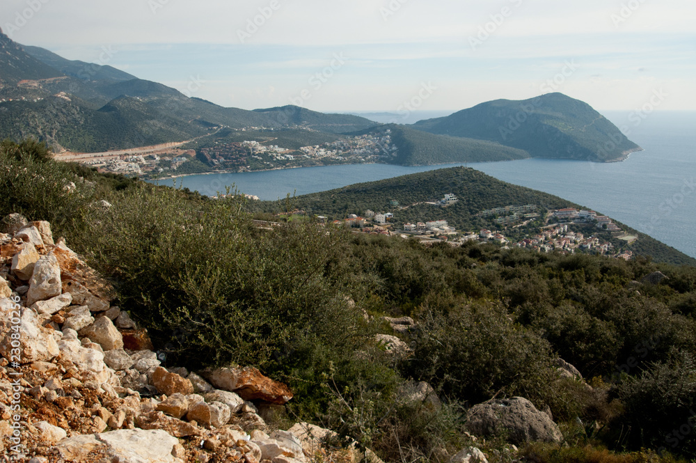 Beautiful sea view of the mountains and blue sky Beautiful sea view of the mountains and blue sky