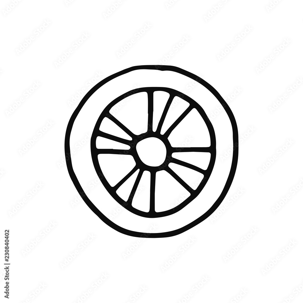 Fototapeta premium wheel icon. sketch isolated object black