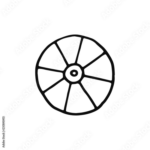 wheel icon. sketch isolated object black