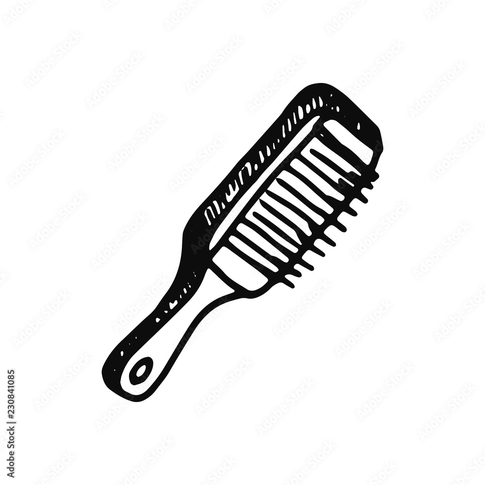 comb for hair icon. sketch isolated object black
