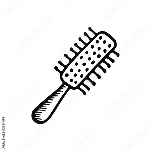 comb for hair icon. sketch isolated object black