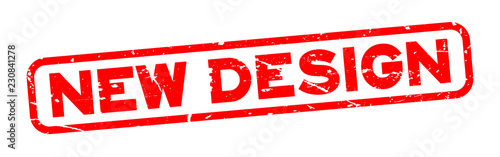 Grunge red new design word square rubber seal stamp on white background