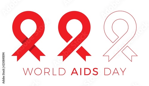 world aids day banner layout design with text and red ribbon of aids awareness. easy to edit and customize vector illustration for greeting cards, posters, invitations, brochures. eps10