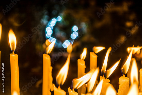 Lit up Candles to honor and remember the dead loved ones during all Soul's Day photo