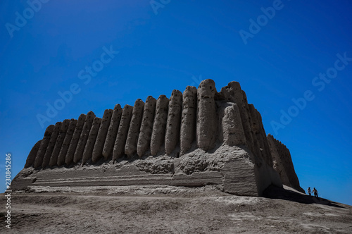 Side view of Great Kyz Qala or ‘Kiz Kala’ (Maiden’s Castle) the Historical Site in Ancient Merv, Southeastern of Turkmenistan. photo