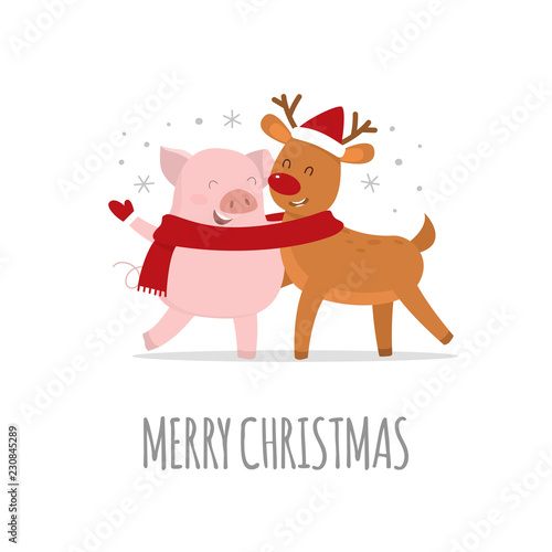 Merry Christmas and a Happy New Year 2019. Vector photo