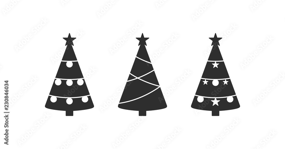Christmas trees icons. Black and white. Isolated. Vector Christmas trees icons. Black and white. Isolated. Vector