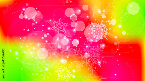 Snowflakes and festive lights - vector background with beautiful snowflakes that merrily shine and shimmer in color space