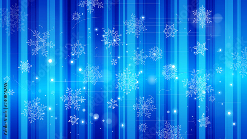 Snowflakes and festive lights - vector background with beautiful snowflakes that merrily shine and shimmer in color space