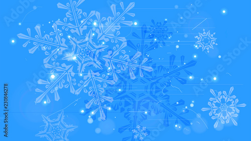 Snowflakes and festive lights - vector background with beautiful snowflakes that merrily shine and shimmer in color space