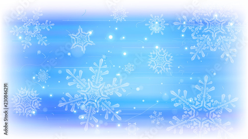 Snowflakes and festive lights - vector background with beautiful snowflakes that merrily shine and shimmer in color space