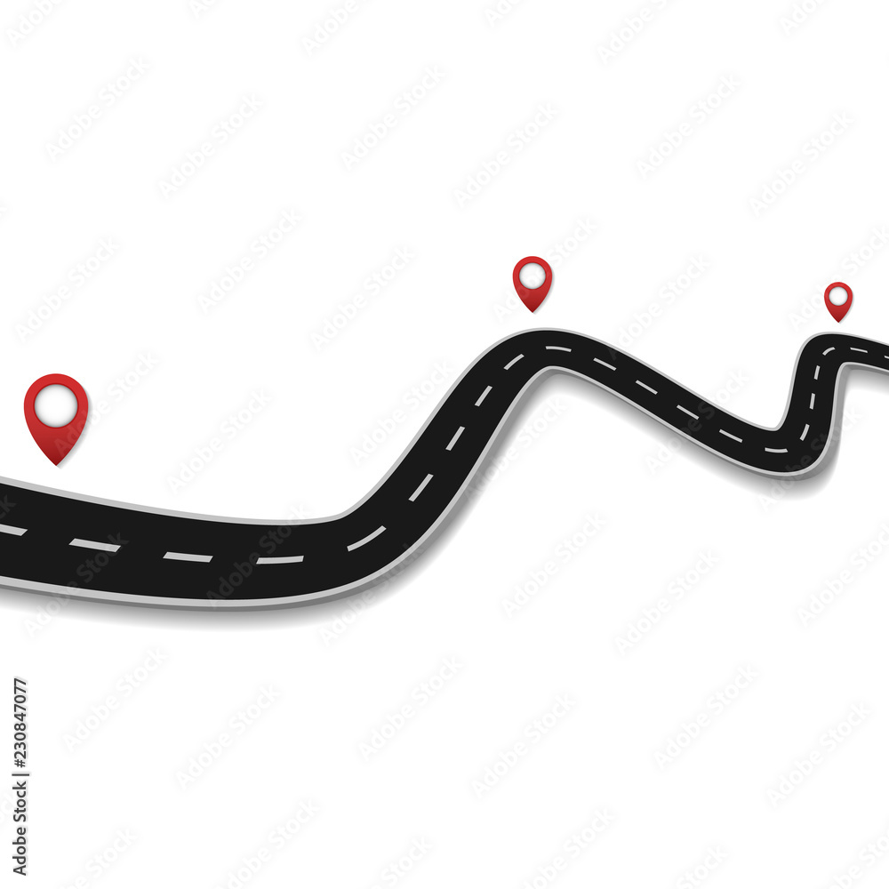 Road with pointers. Road trip Road with pointers. Road trip