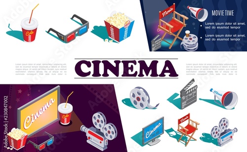 Isometric Cinema Elements Concept